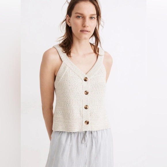 NWOT Madewell Rainbow Marled Wakefield Button-Front Sweater Tank |‎ Size XS - Picture 1 of 9